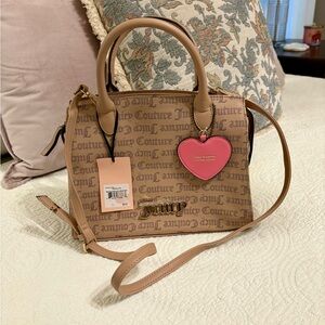 Juicy Couture Tan and Pink Satchel with Heart Accent